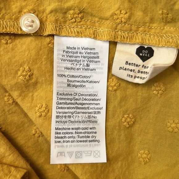 Madewell Floral Embroidered Smocked-Neck Raglan Top XS - Picture 8 of 10